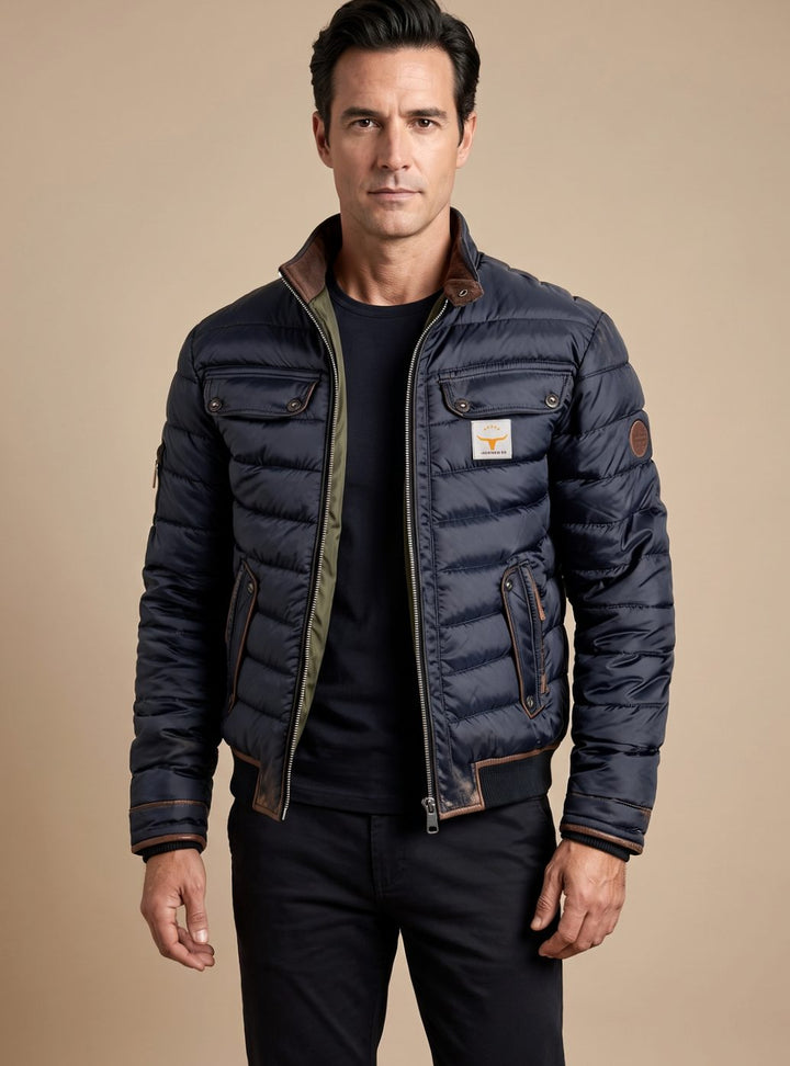 Herrenjacke Gesteppte Winterjacke mit Stehkragen und Reißverschluss für Kalte Tage 0