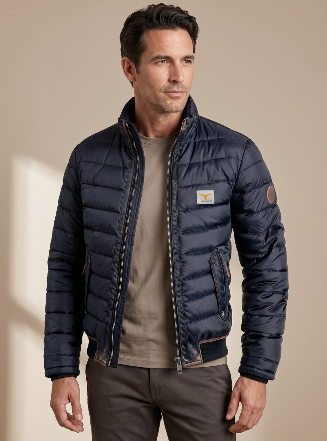 Herrenjacke Gesteppte Winterjacke mit Stehkragen und Reißverschluss für Kalte Tage 1