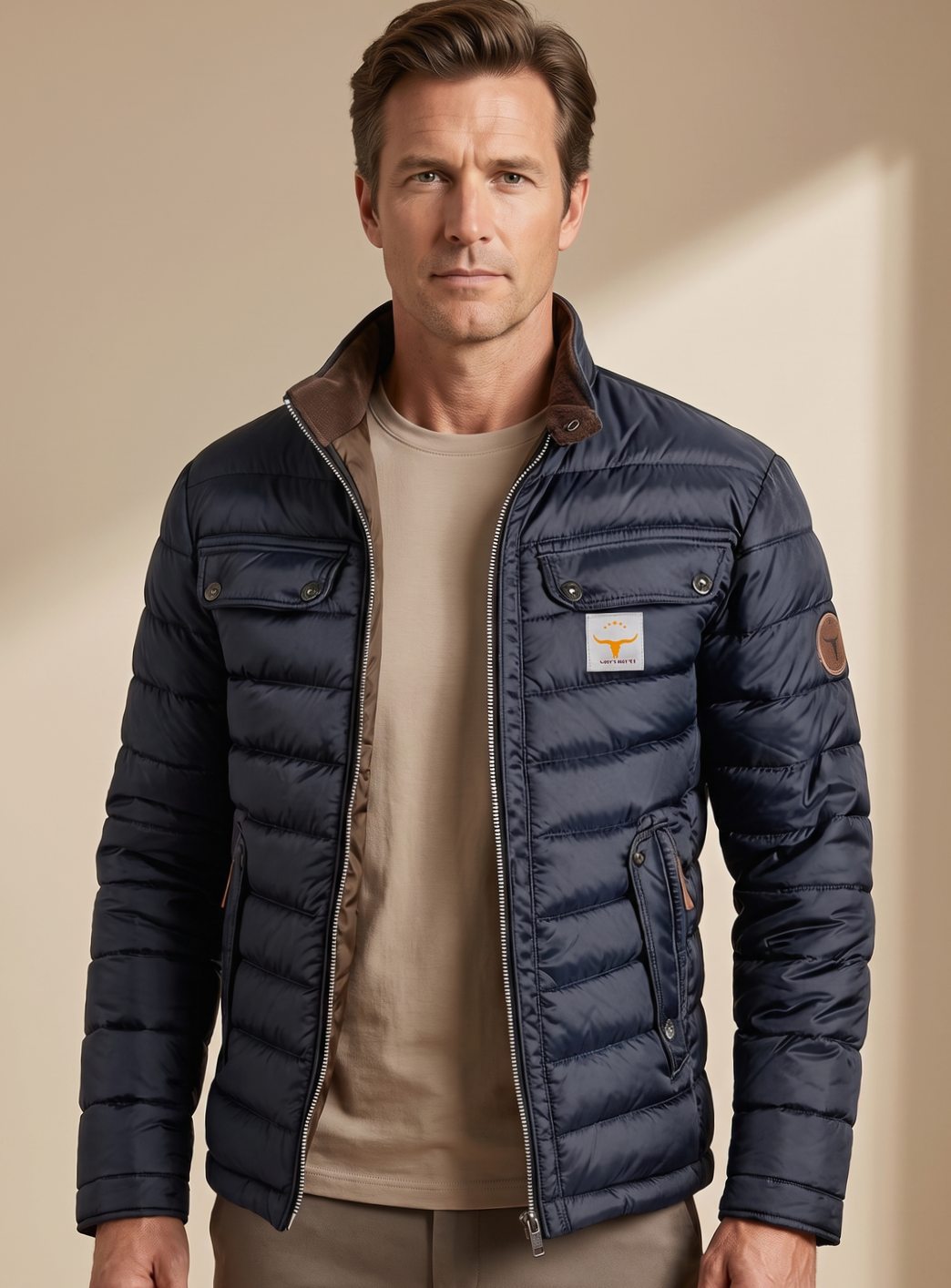 Herrenjacke Gesteppte Winterjacke mit Stehkragen und Reißverschluss für Kalte Tage 2