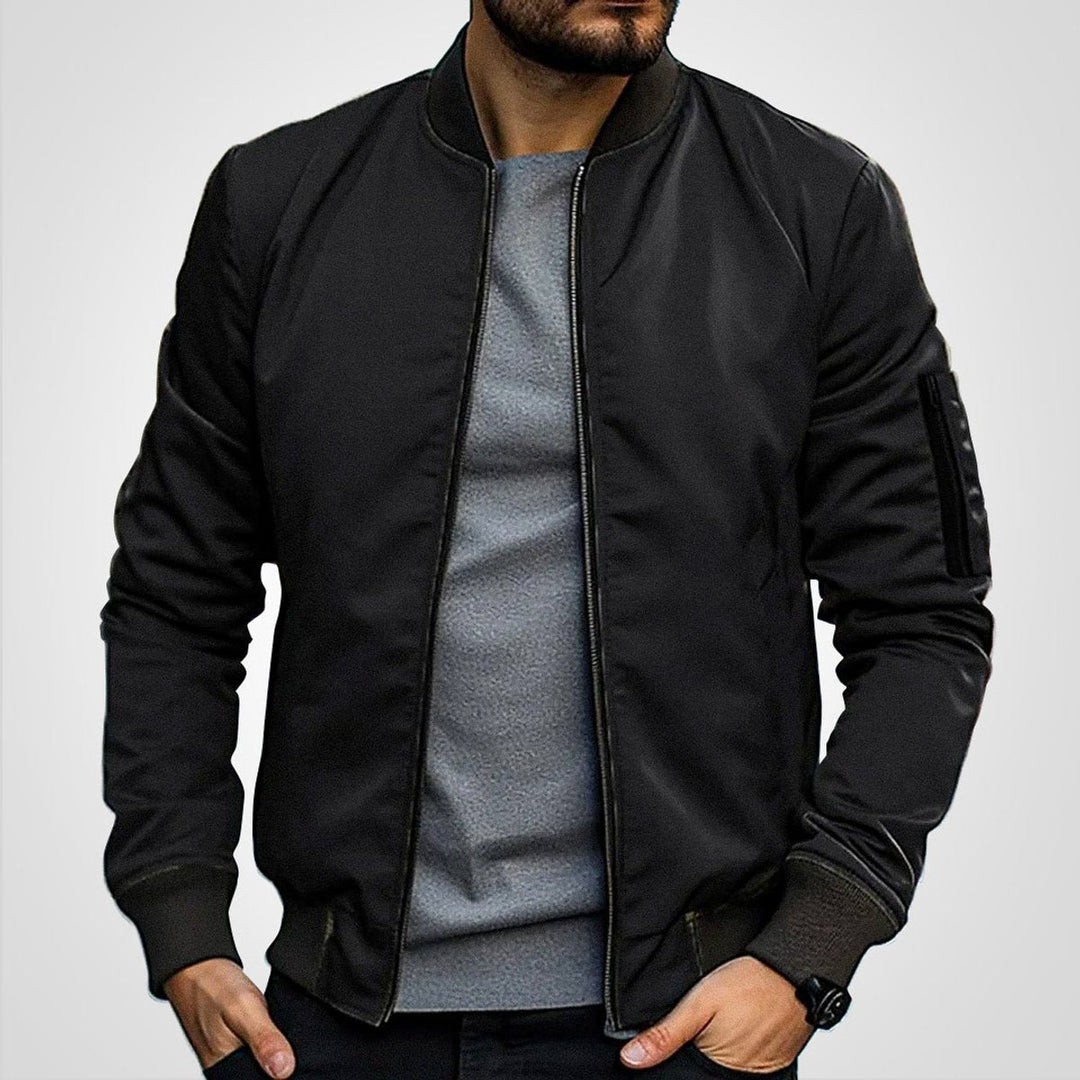 Herrenjacke Klassische Bomberjacke Übergangsjacke mit Rippbündchen und Reißverschluss für Stil und Komfort 0