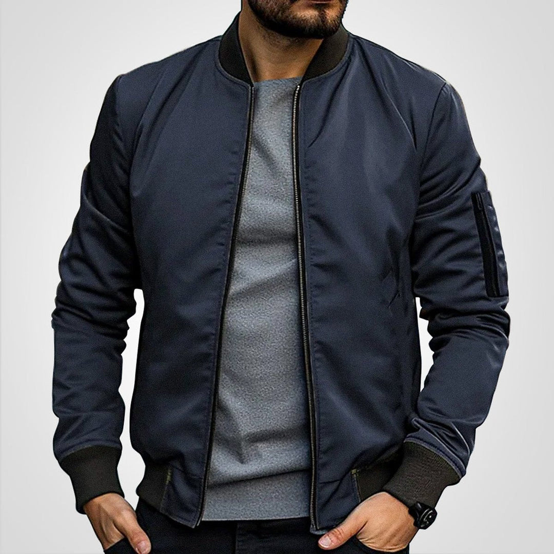 Herrenjacke Klassische Bomberjacke Übergangsjacke mit Rippbündchen und Reißverschluss für Stil und Komfort 1