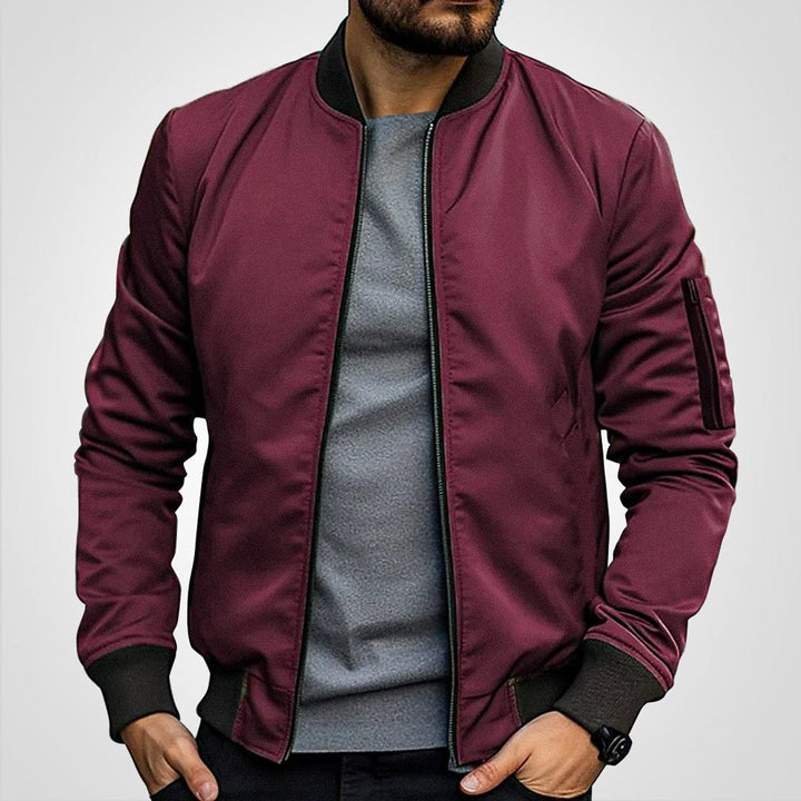 Herrenjacke Klassische Bomberjacke Übergangsjacke mit Rippbündchen und Reißverschluss für Stil und Komfort 2