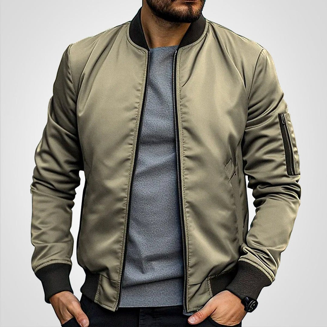 Herrenjacke Klassische Bomberjacke Übergangsjacke mit Rippbündchen und Reißverschluss für Stil und Komfort 3