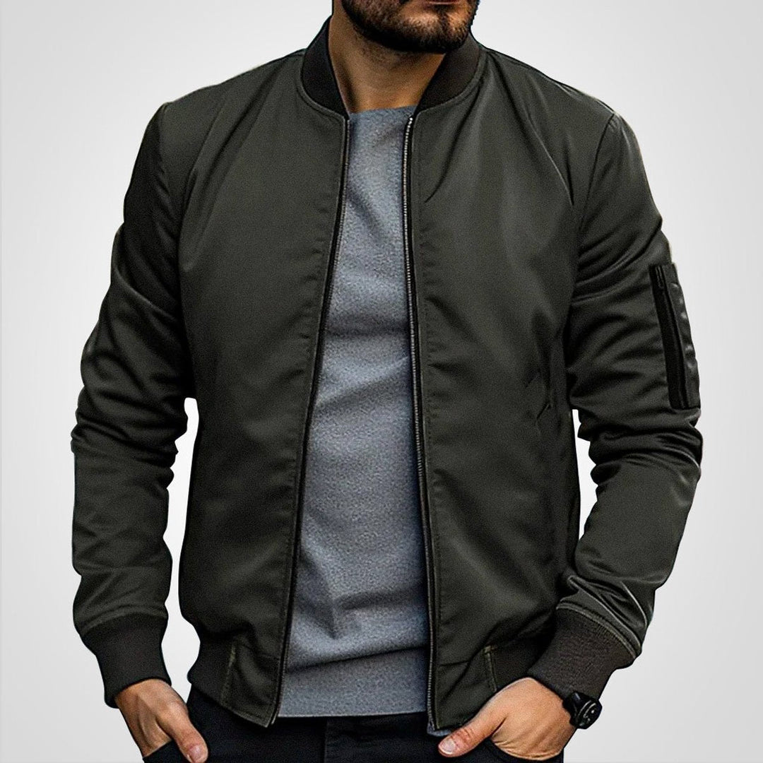 Herrenjacke Klassische Bomberjacke Übergangsjacke mit Rippbündchen und Reißverschluss für Stil und Komfort 4