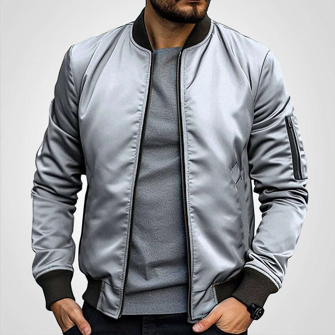 Herrenjacke Klassische Bomberjacke Übergangsjacke mit Rippbündchen und Reißverschluss für Stil und Komfort 6
