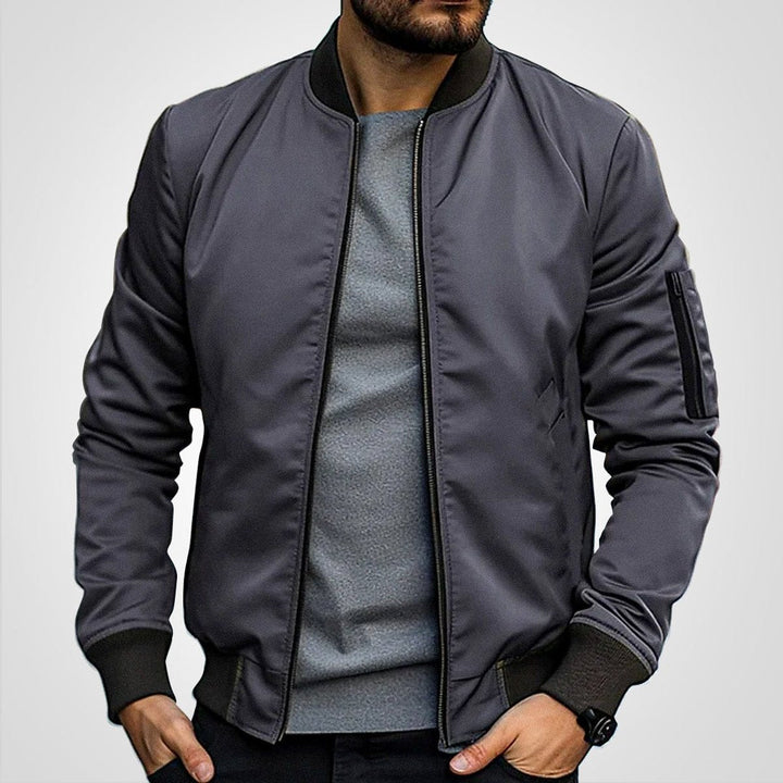 Herrenjacke Klassische Bomberjacke Übergangsjacke mit Rippbündchen und Reißverschluss für Stil und Komfort 7