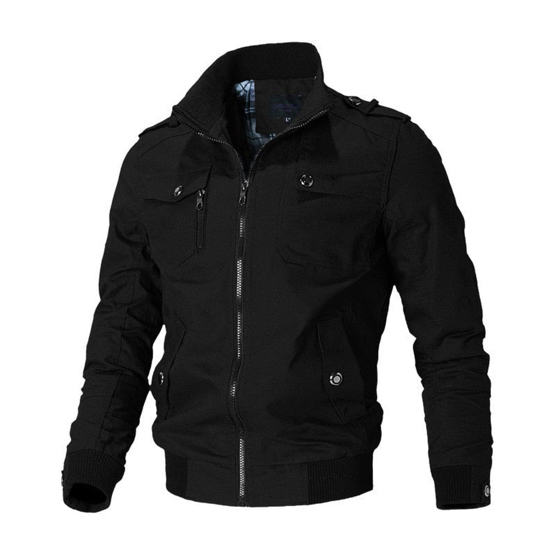 Herrenjacke Militärstil Klassisch Bomberjacke mit Reißverschluss und Schulterklappen für Vielseitige Looks 0
