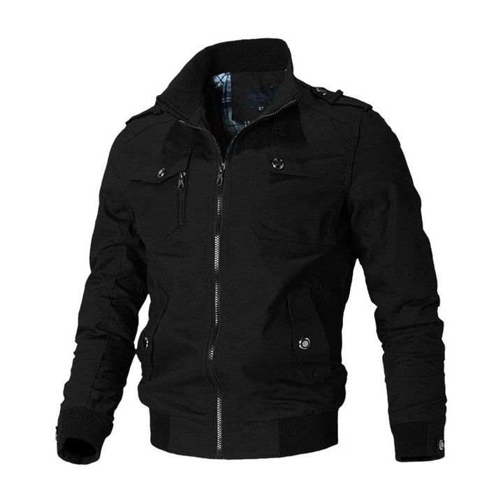 Herrenjacke Militärstil Klassisch Bomberjacke mit Reißverschluss und Schulterklappen für Vielseitige Looks 0