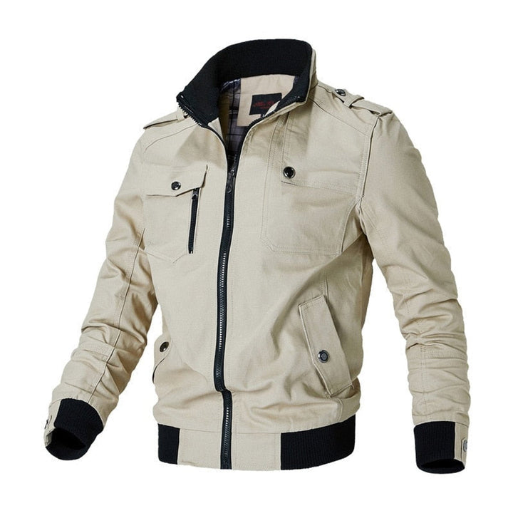 Herrenjacke Militärstil Klassisch Bomberjacke mit Reißverschluss und Schulterklappen für Vielseitige Looks 1