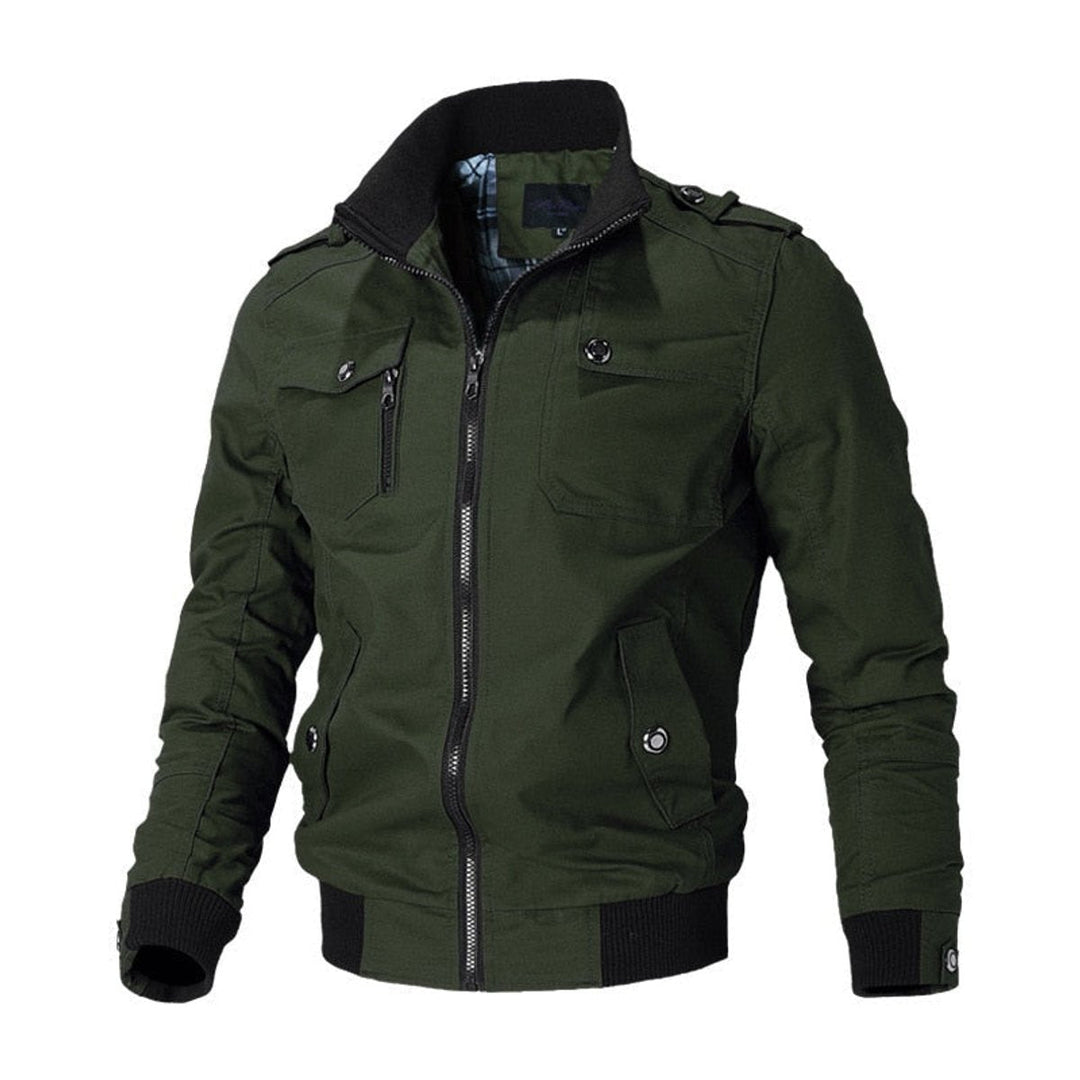 Herrenjacke Militärstil Klassisch Bomberjacke mit Reißverschluss und Schulterklappen für Vielseitige Looks 2