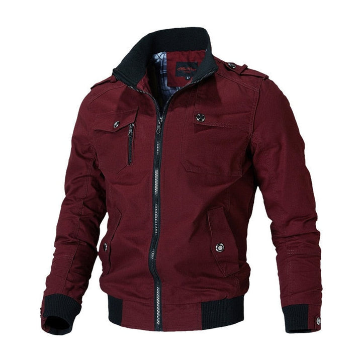 Herrenjacke Militärstil Klassisch Bomberjacke mit Reißverschluss und Schulterklappen für Vielseitige Looks 3