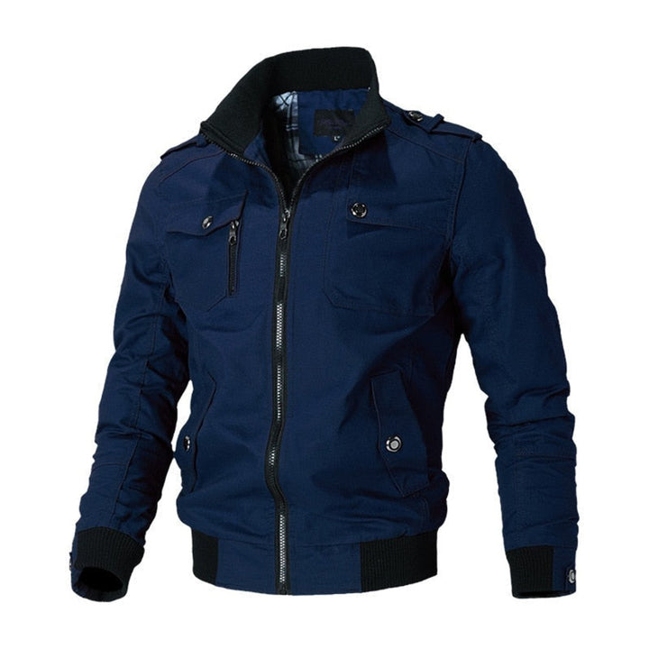 Herrenjacke Militärstil Klassisch Bomberjacke mit Reißverschluss und Schulterklappen für Vielseitige Looks 4