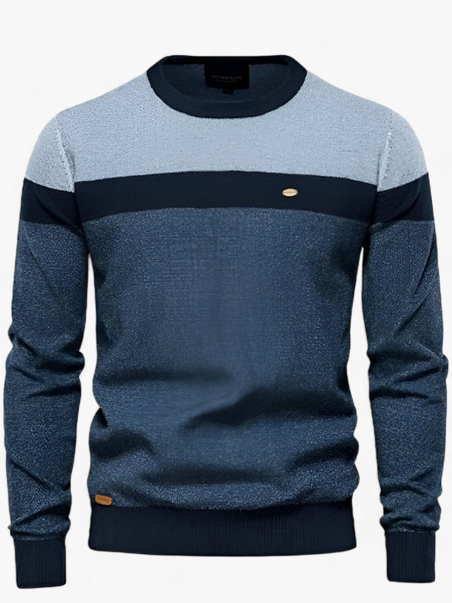 Herrenpullover Colorblock Rundhals Modern, Komfortabel für Freizeitaktivitäten, Stilvoller Look in Grau und Dunkelgrün 1