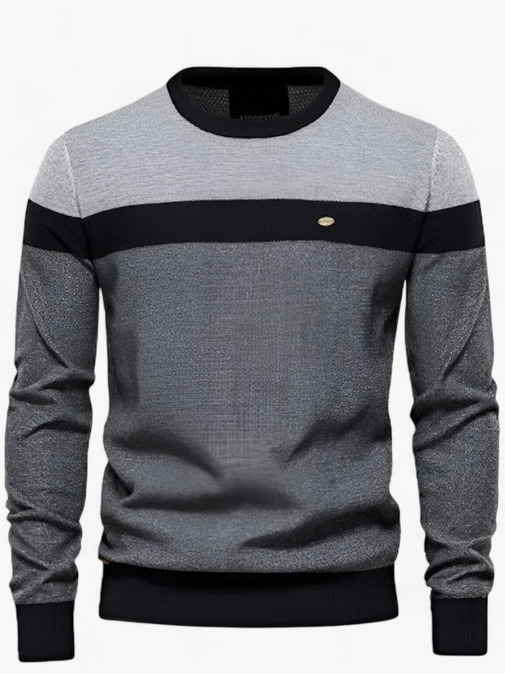 Herrenpullover Colorblock Rundhals Modern, Komfortabel für Freizeitaktivitäten, Stilvoller Look in Grau und Dunkelgrün 2