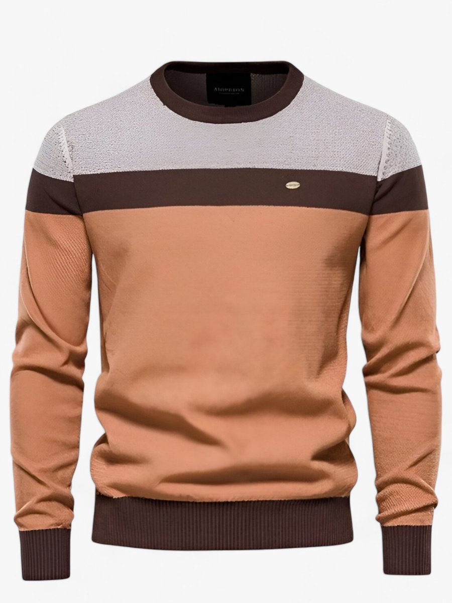 Herrenpullover Colorblock Rundhals Modern, Komfortabel für Freizeitaktivitäten, Stilvoller Look in Grau und Dunkelgrün 3