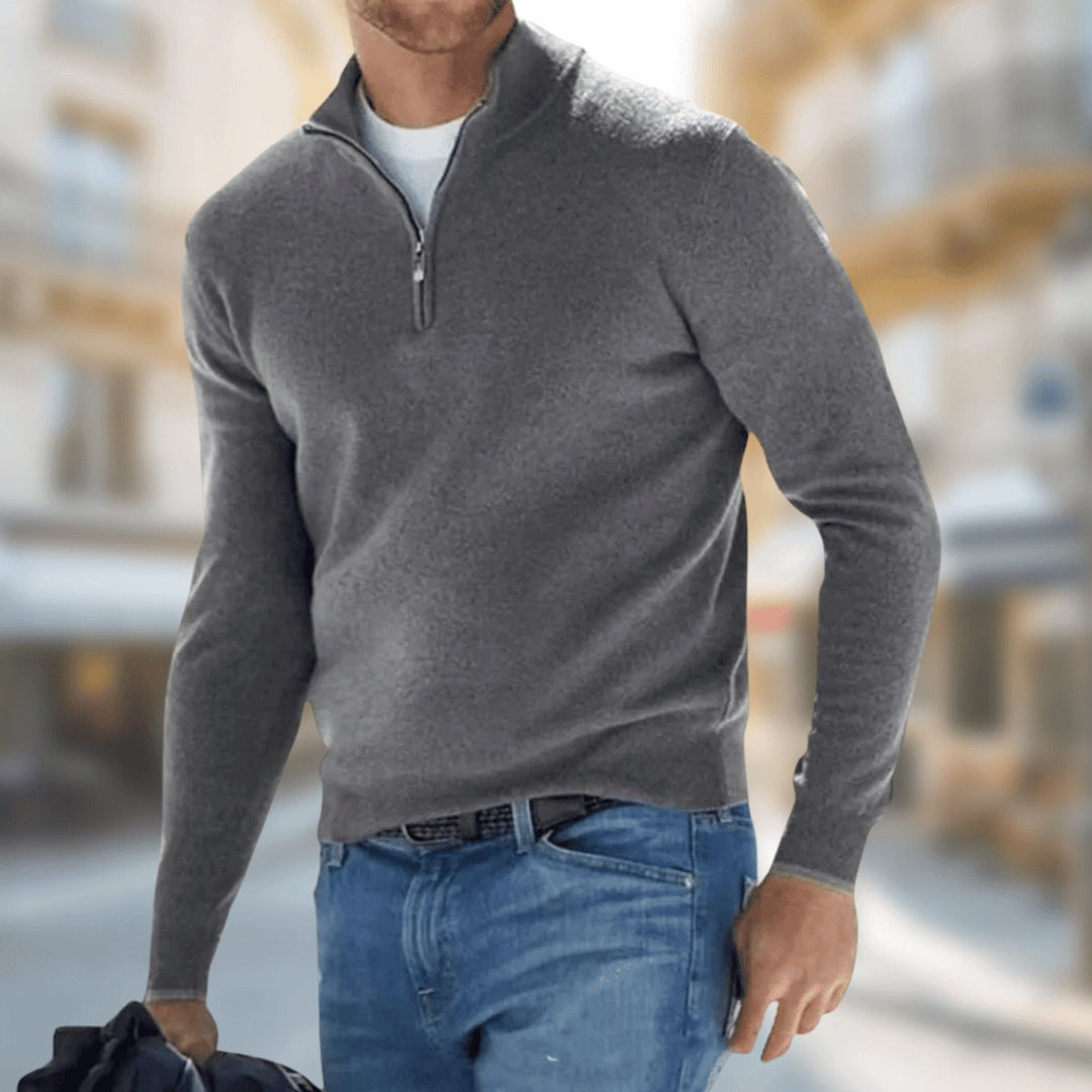 Herrenpullover Leichter Quarter-Zip Strickpullover Slim Fit für Alltag und Büro – Moderner Look und Vielseitiger Komfort 4