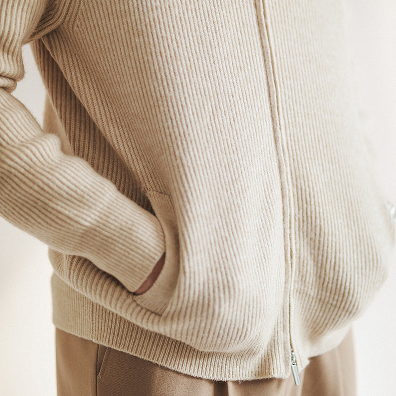 Herrenpullover Mit Durchgehendem Reißverschluss & Rippstruktur – Moderner Strickpullover Für Frühling, Sportlich-Elegant 2