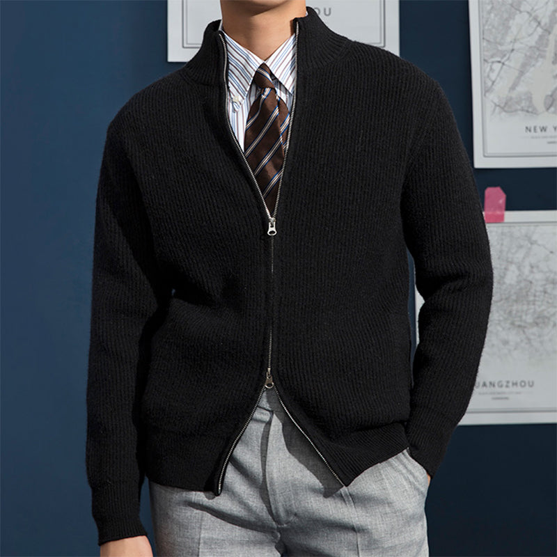 Herrenpullover Mit Durchgehendem Reißverschluss & Rippstruktur – Moderner Strickpullover Für Frühling, Sportlich-Elegant 3