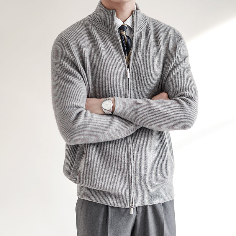 Herrenpullover Mit Durchgehendem Reißverschluss & Rippstruktur – Moderner Strickpullover Für Frühling, Sportlich-Elegant 4
