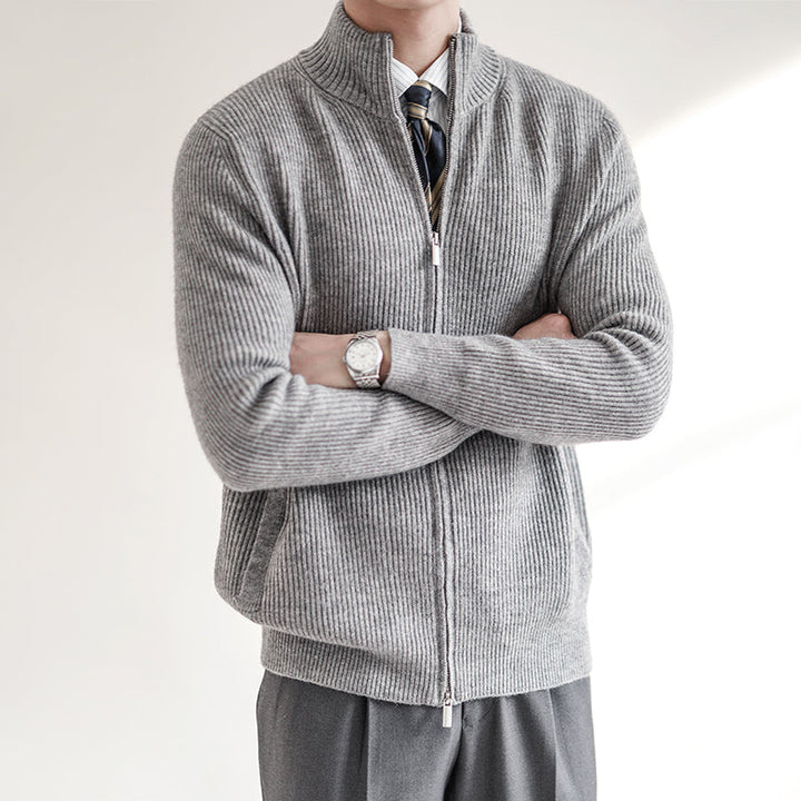 Herrenpullover Mit Durchgehendem Reißverschluss & Rippstruktur – Moderner Strickpullover Für Frühling, Sportlich-Elegant 4