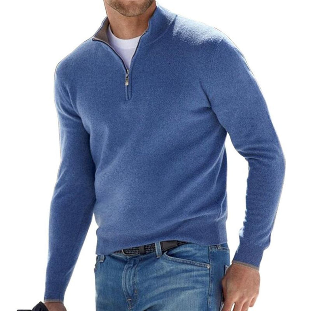 Herrenpullover Mit Halbem Reißverschluss, Bequemer Regular Fit, Moderner Strickpullover Für Männer 0
