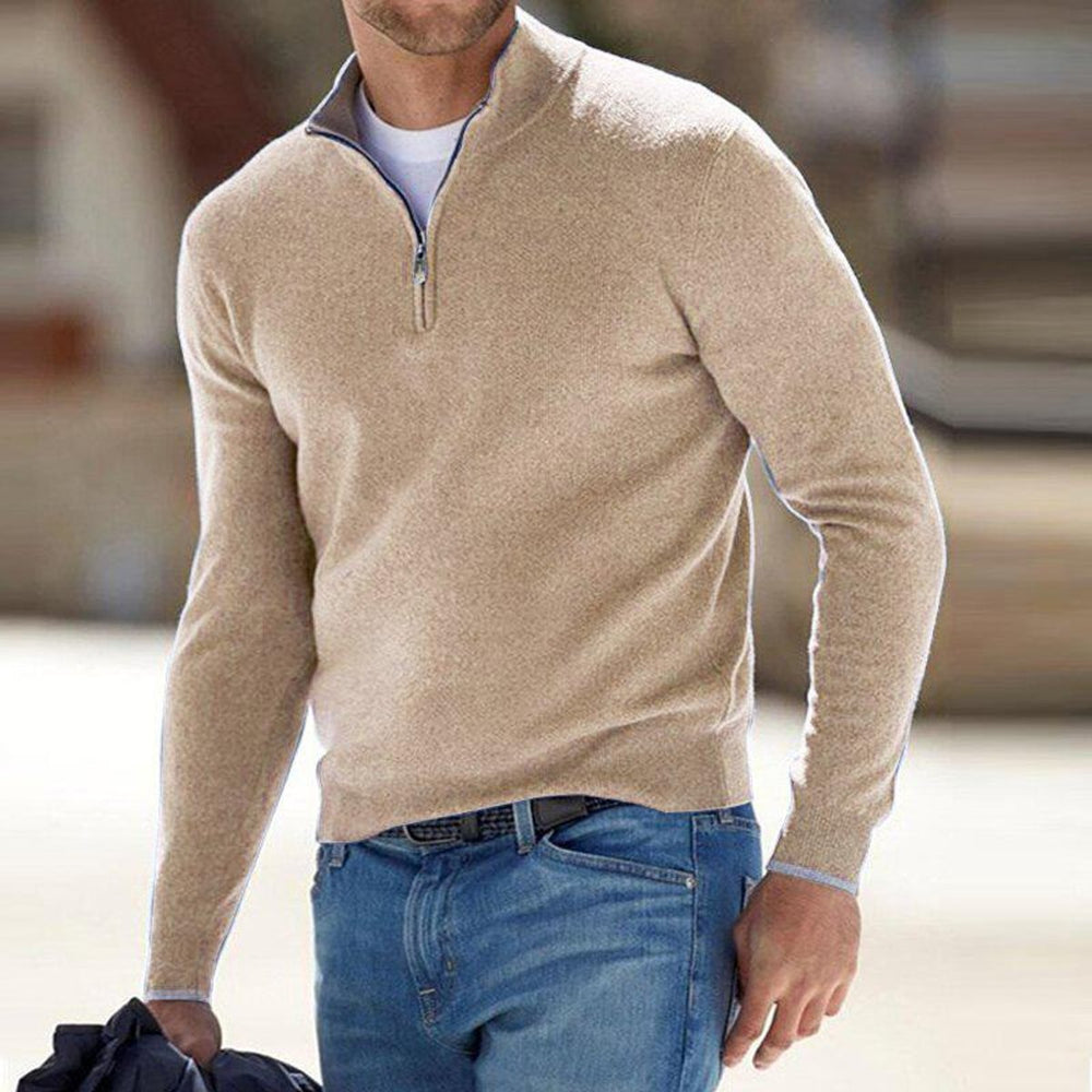 Herrenpullover Mit Halbem Reißverschluss, Bequemer Regular Fit, Moderner Strickpullover Für Männer 1