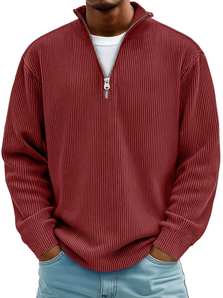 Herrenpullover Mit Half-Zip Stehkragen, Lockerer Schnitt, Moderner Stil Für Freizeit Und Alltag 1