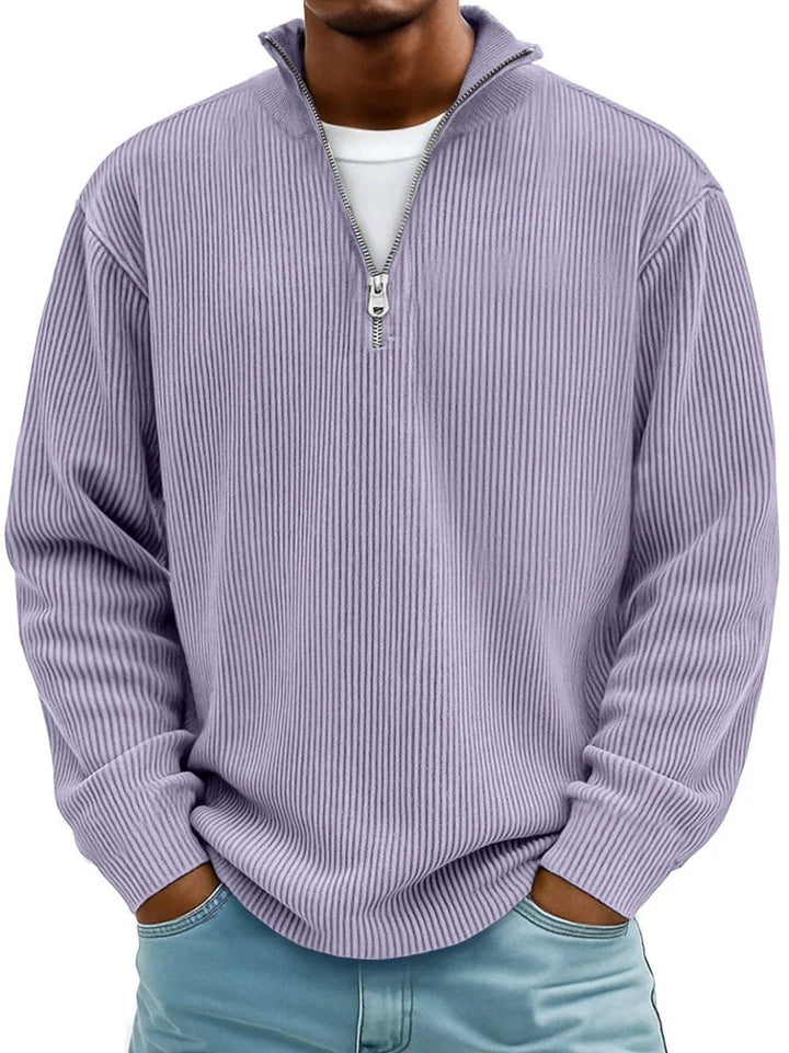 Herrenpullover Mit Half-Zip Stehkragen, Lockerer Schnitt, Moderner Stil Für Freizeit Und Alltag 2