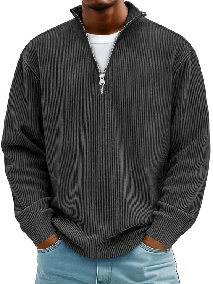 Herrenpullover Mit Half-Zip Stehkragen, Lockerer Schnitt, Moderner Stil Für Freizeit Und Alltag 3