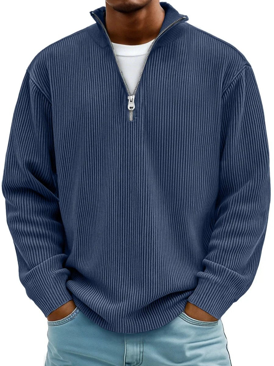 Herrenpullover Mit Half-Zip Stehkragen, Lockerer Schnitt, Moderner Stil Für Freizeit Und Alltag 5