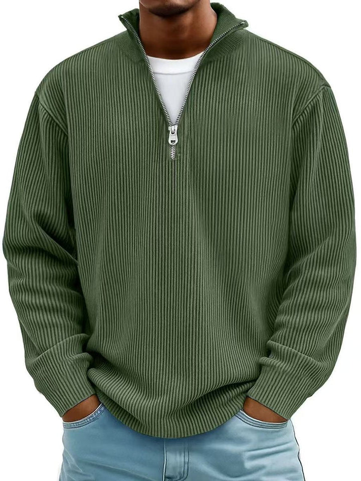 Herrenpullover Mit Half-Zip Stehkragen, Lockerer Schnitt, Moderner Stil Für Freizeit Und Alltag 8