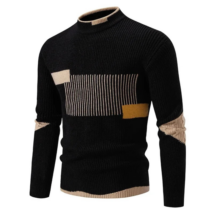 Herrenpullover Mit Modernem Geometrischem Muster – Stilvoller Langarm-Pullover Für Komfort An Kühlen Tagen 1
