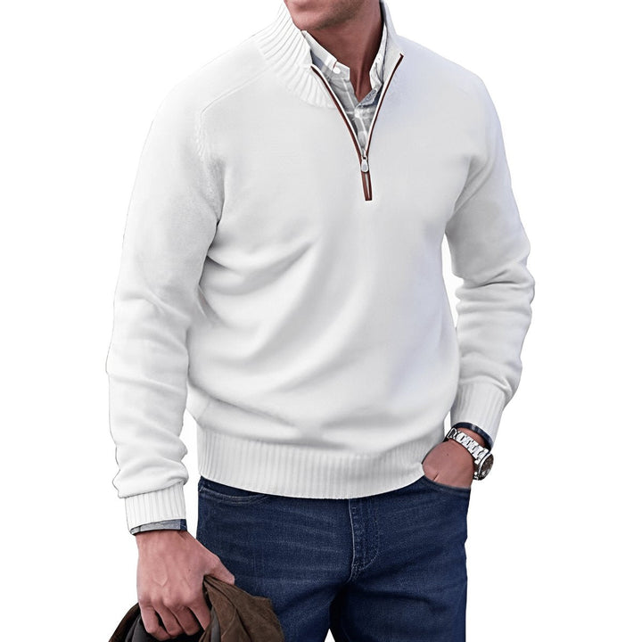 Herrenpullover Regular Fit Langarm Quarter-Zip Stehkragen für Stil und Komfort 0