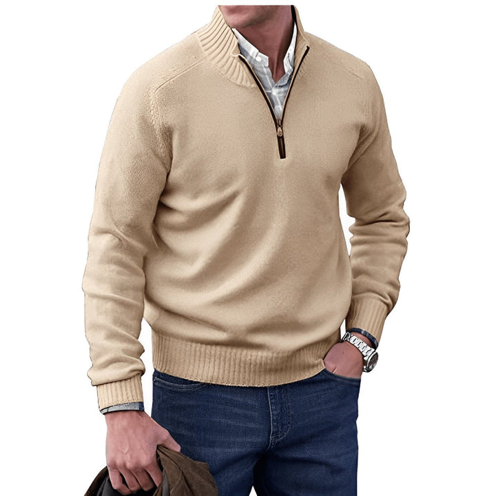 Herrenpullover Regular Fit Langarm Quarter-Zip Stehkragen für Stil und Komfort 1