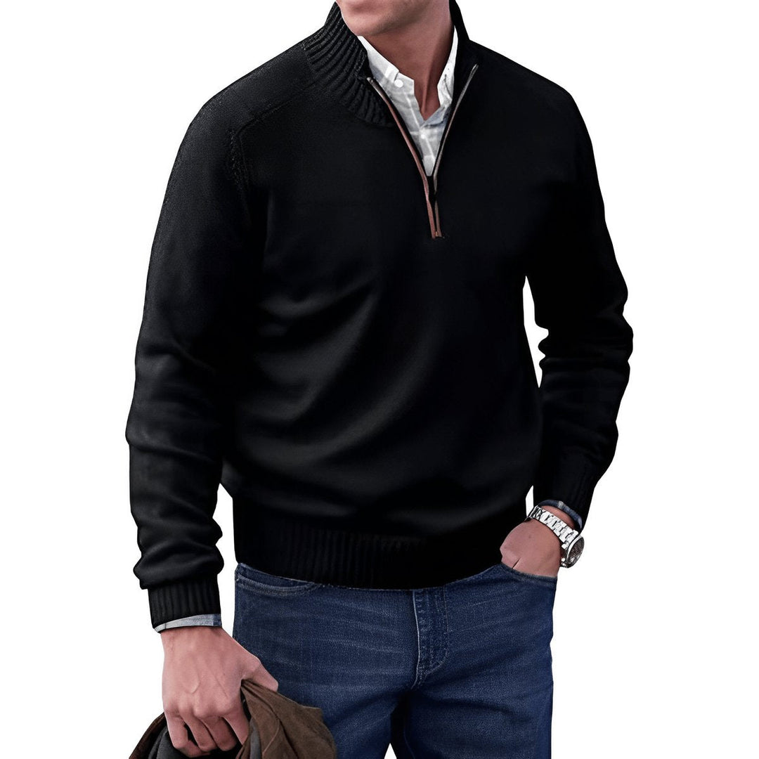 Herrenpullover Regular Fit Langarm Quarter-Zip Stehkragen für Stil und Komfort 2