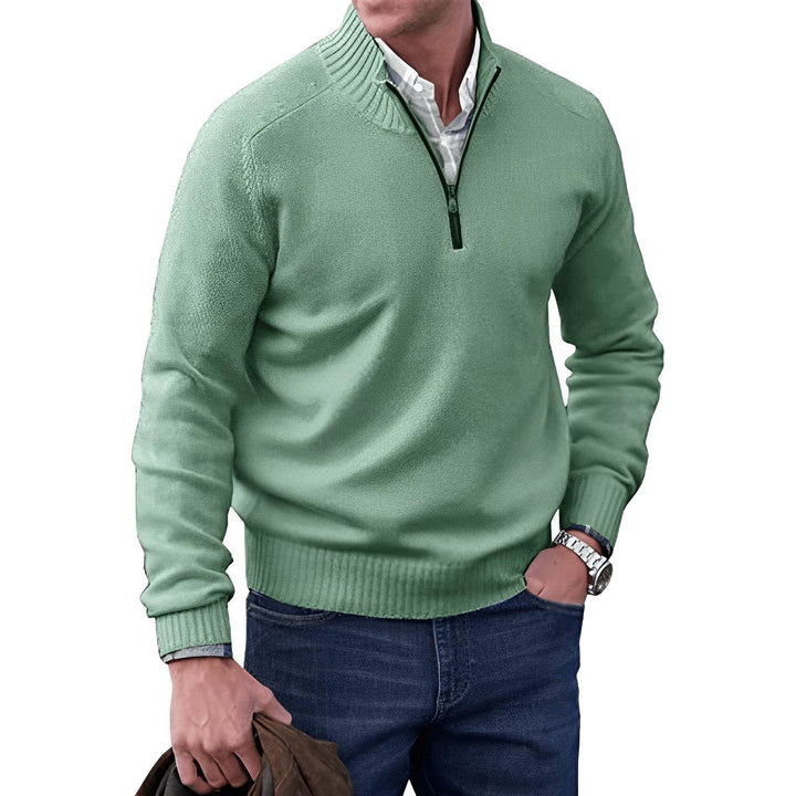 Herrenpullover Regular Fit Langarm Quarter-Zip Stehkragen für Stil und Komfort 3