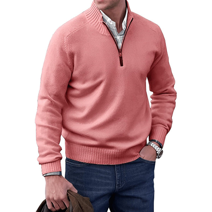 Herrenpullover Regular Fit Langarm Quarter-Zip Stehkragen für Stil und Komfort 4