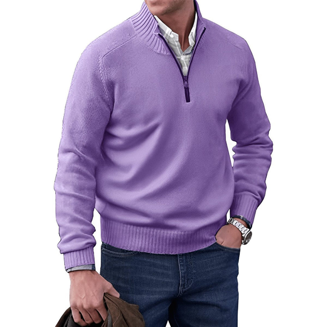 Herrenpullover Regular Fit Langarm Quarter-Zip Stehkragen für Stil und Komfort 5