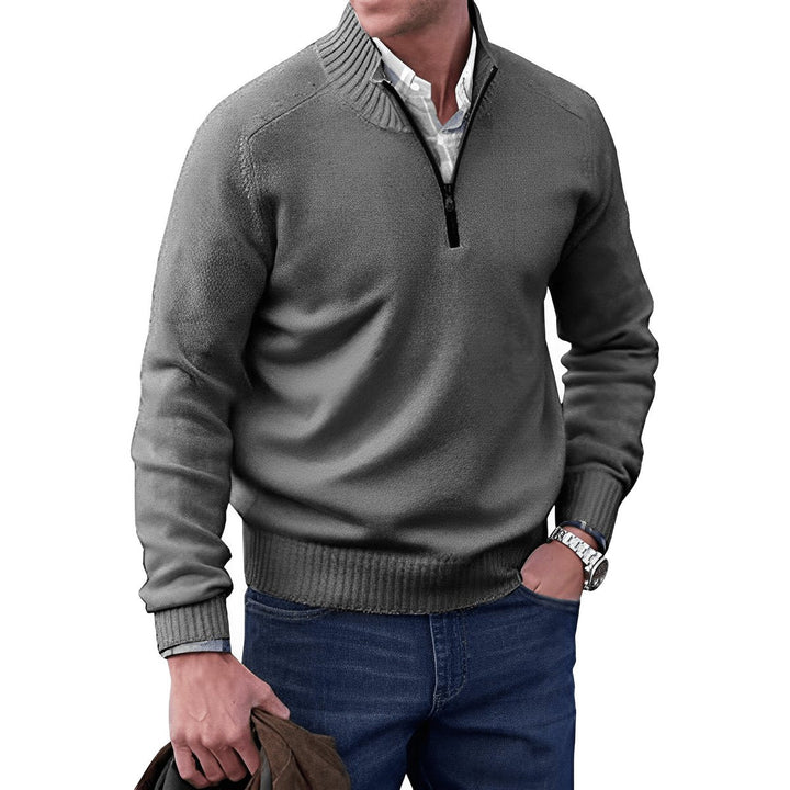 Herrenpullover Regular Fit Langarm Quarter-Zip Stehkragen für Stil und Komfort 6