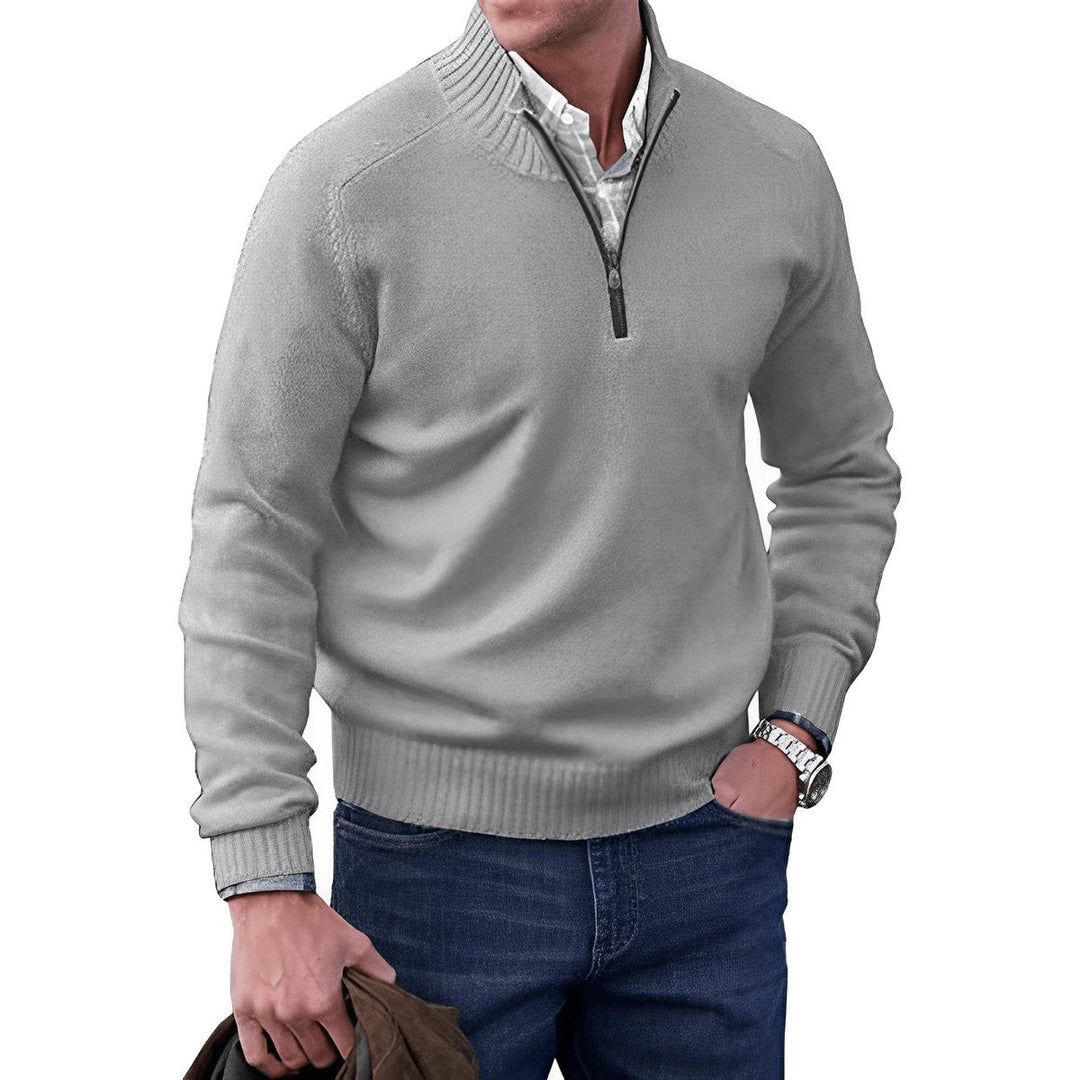 Herrenpullover Regular Fit Langarm Quarter-Zip Stehkragen für Stil und Komfort 7