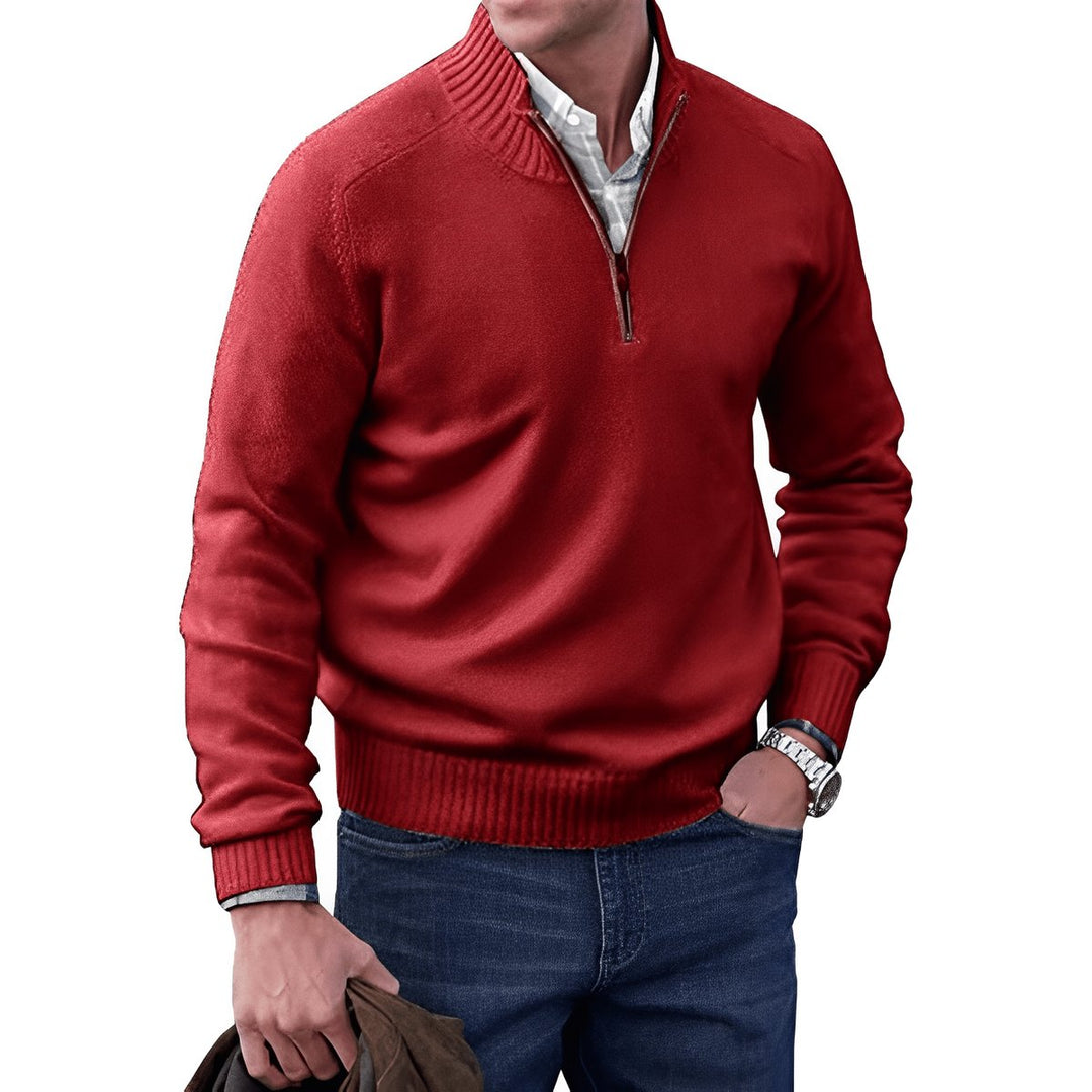 Herrenpullover Regular Fit Langarm Quarter-Zip Stehkragen für Stil und Komfort 8
