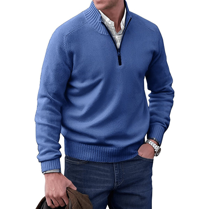 Herrenpullover Regular Fit Langarm Quarter-Zip Stehkragen für Stil und Komfort 9