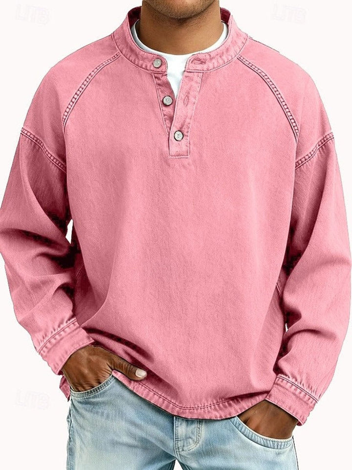 Herrenpullover Retro Henley mit Vintage Used-Look und Raglanärmeln – Bequemer Stil für Alltag und Freizeit 8