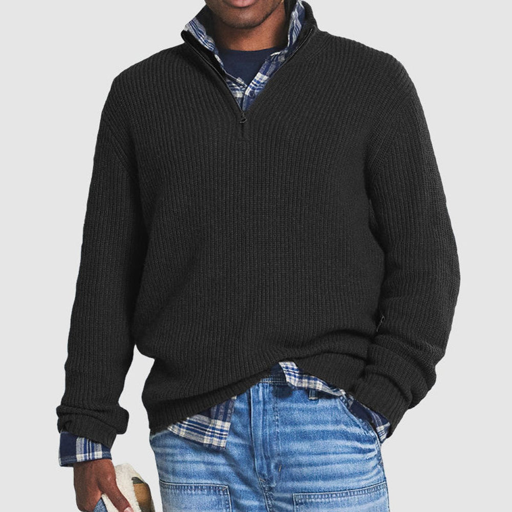 Herrenpullover Rippstrick Quarter-Zip Modern Business Casual Strickpullover für Alltag & Büro 1