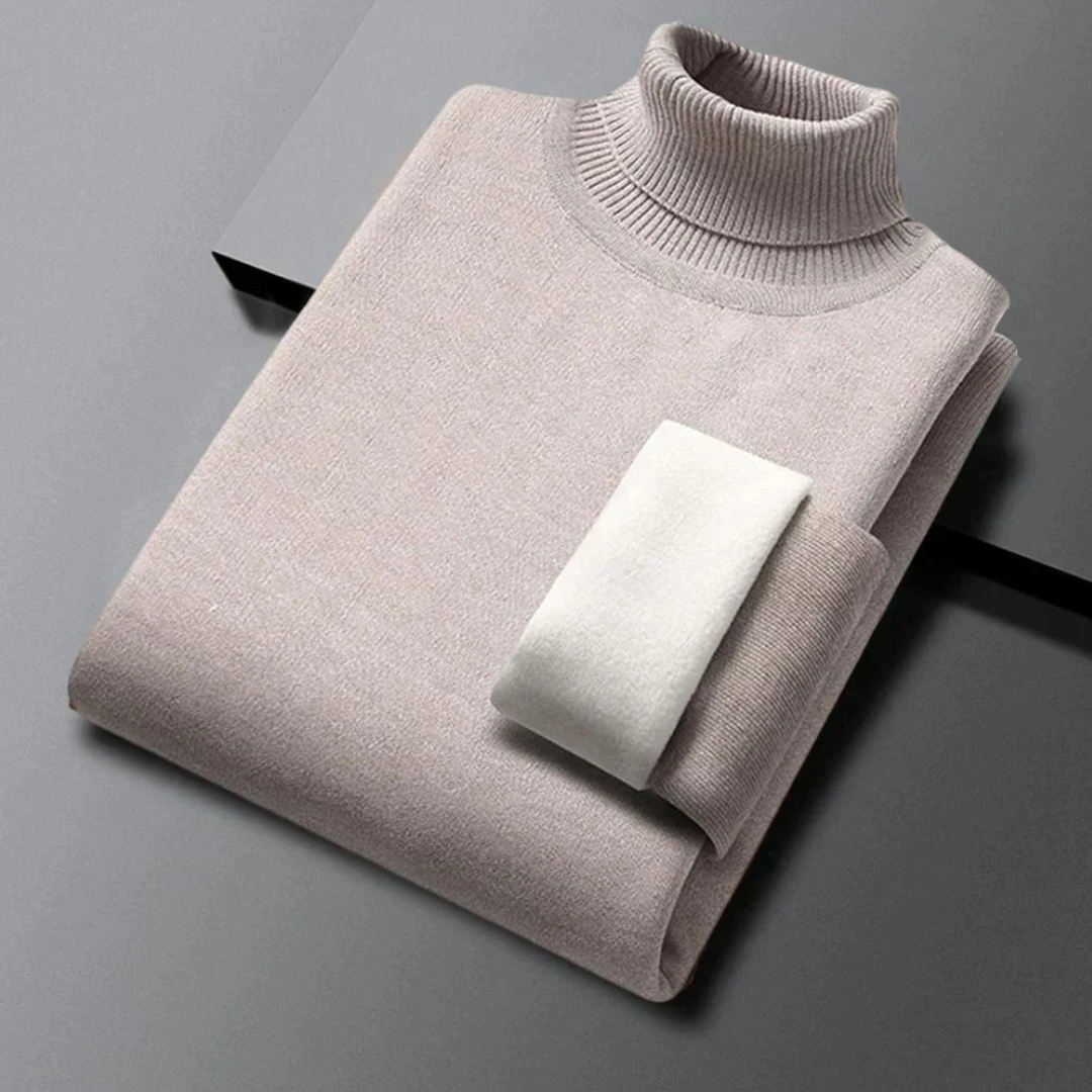 Herrers strikket sweater med rullekrave | Langærmet 0