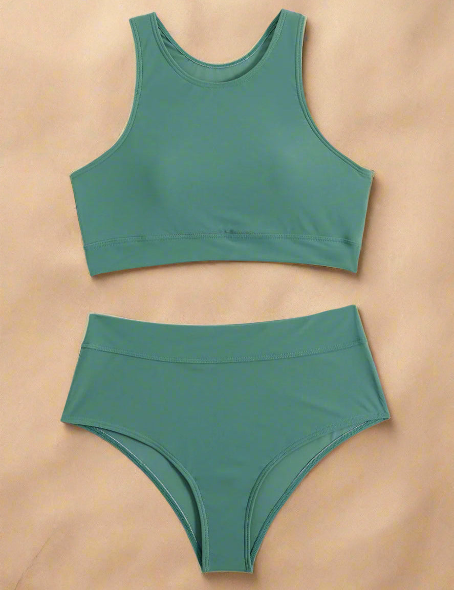 Højtaljet Badedragt Dame - Komfortabel Sportsbikini til Strandaktiviteter og Badetøj 6