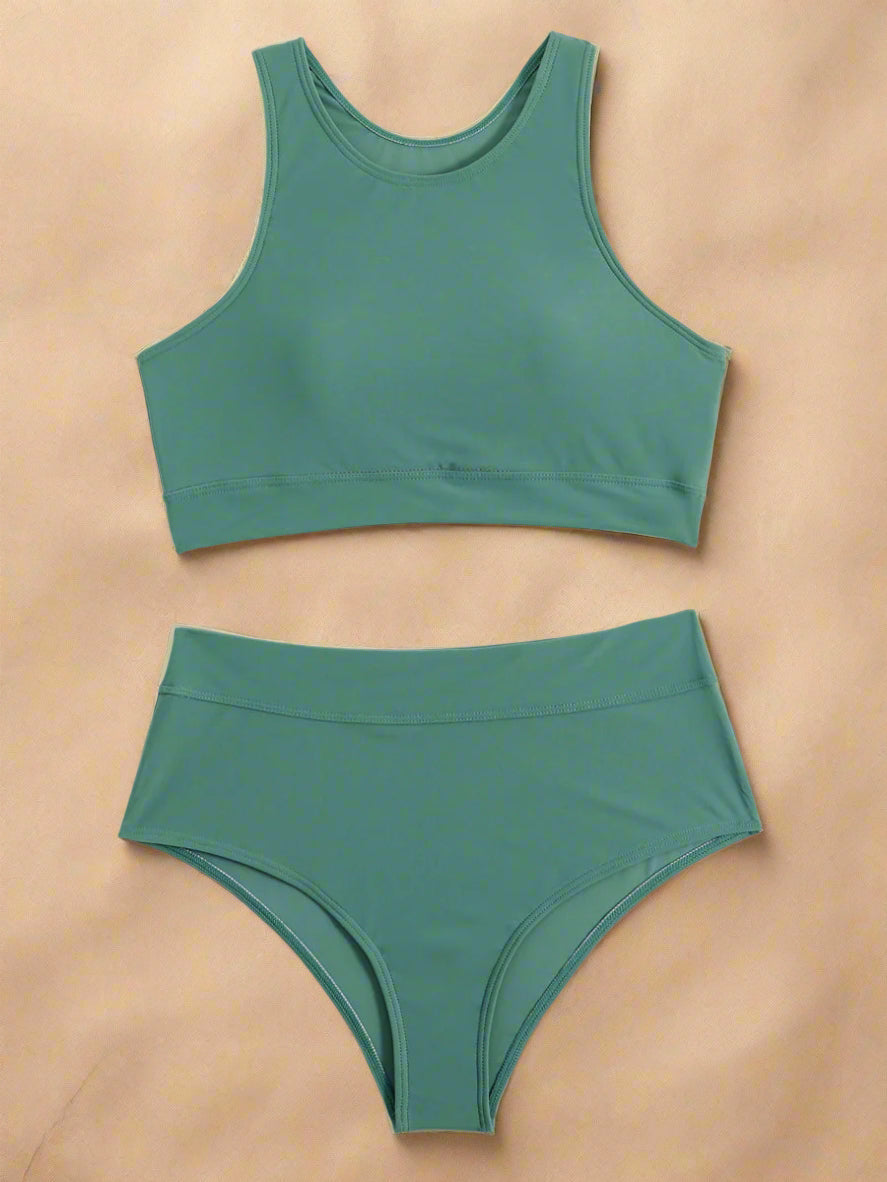 Højtaljet Badedragt Dame - Komfortabel Sportsbikini til Strandaktiviteter og Badetøj 6