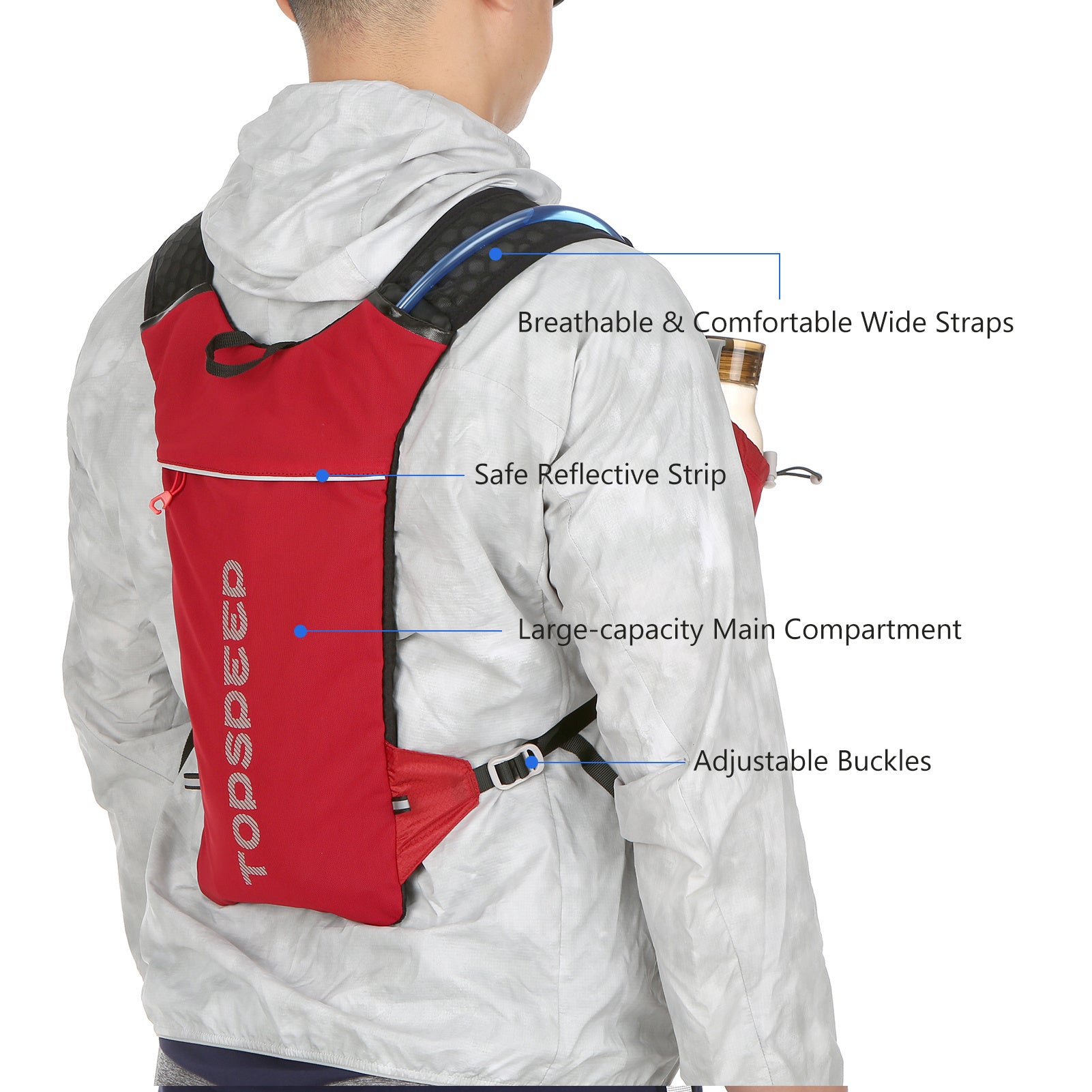 HydroPack Letvægts Hydreringsrygsæk - 2L Vandbeholder til Løb, Cykling og Vandreture 3