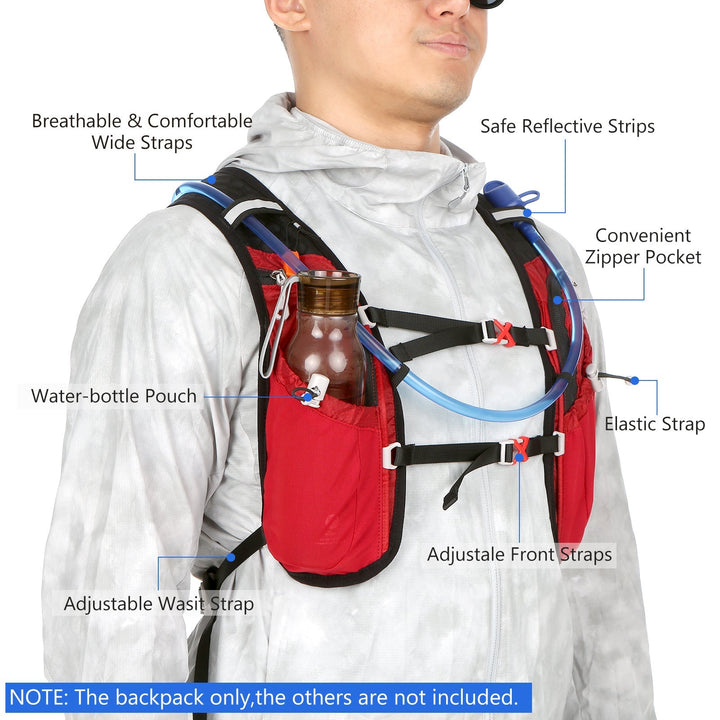 HydroPack Letvægts Hydreringsrygsæk - 2L Vandbeholder til Løb, Cykling og Vandreture 6