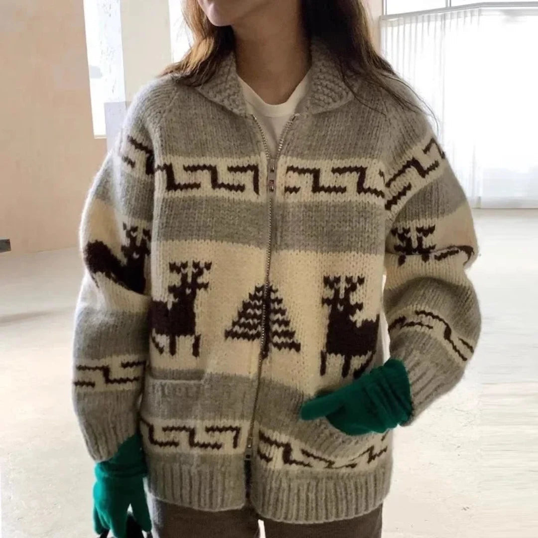 Hyggelig julejakke til kvinder i vintage-stil i varmt materiale 1